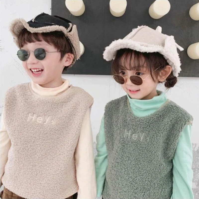 1pcs Autumn Winter Outer Wear for Boys and Girls Children's Velvet Vest Baby Fashionable Waistcoat Kid's Tops Simple Style