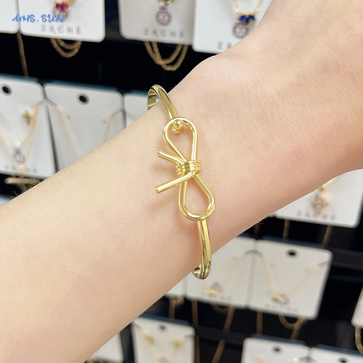 SUNSLL Gold Plated Bow Bangles For Women Men Banquet Party Jewelry Gifts Romantic Silver Color Bowknot Bracelet Minimalist