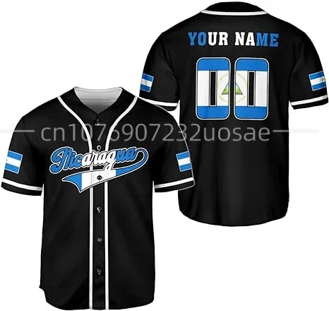 2024 Spring And Summer Nicaragua Customize Your Name Baseball Jersey Shirt Baseball Shirt 3D Printed Men's Shirt Casual Shirts