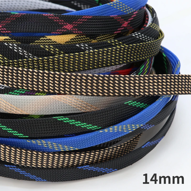 

1~50M PET Expandable Cable Sleeve 14mm Tight Braided High Density Hardness Insulate Line Protect Sleeving Wire Wrap Gland Sheath