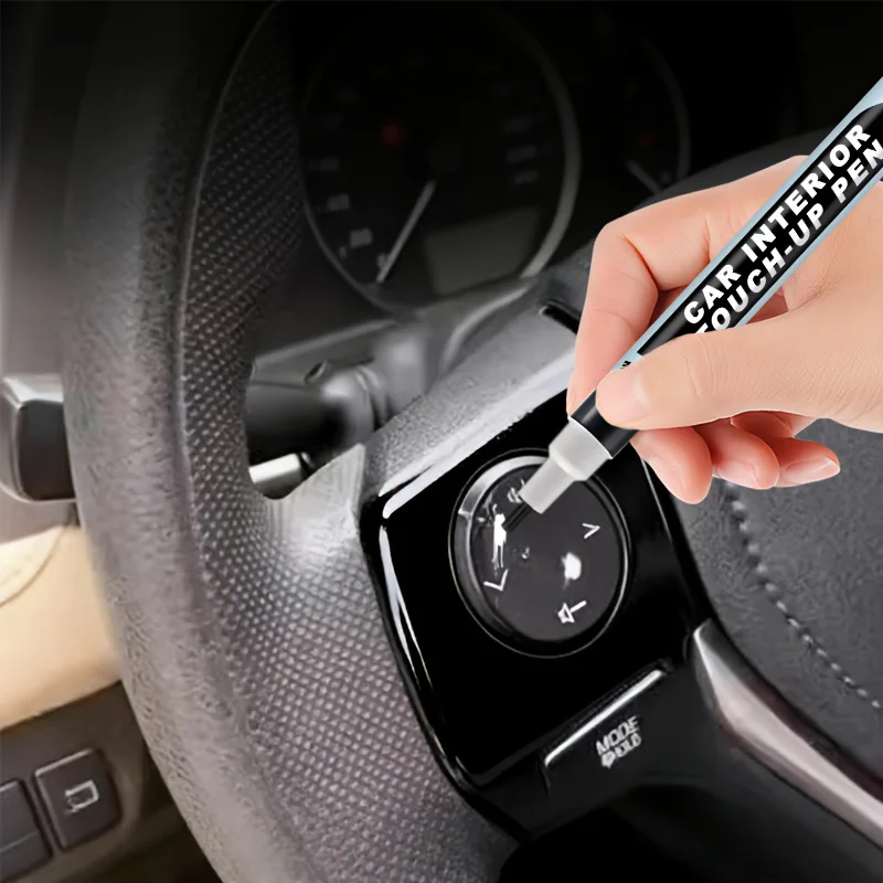 Lápiz Reparador de Botones para Coche - Lápiz de Reparación Interior, Adecuado para el Tratamiento de Arañazos en Volantes, Tableros y Consolas Centrales de Plástico Negro, Restauración y Corrección de Superficies Plásticas, Pintura Duradera de Grado Prof