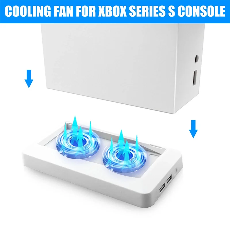 

For Xbox Vertical Stand With 2 Cooling Fans Series S Cooler For Xbox Series S Game Console Holder With 2 USB Ports