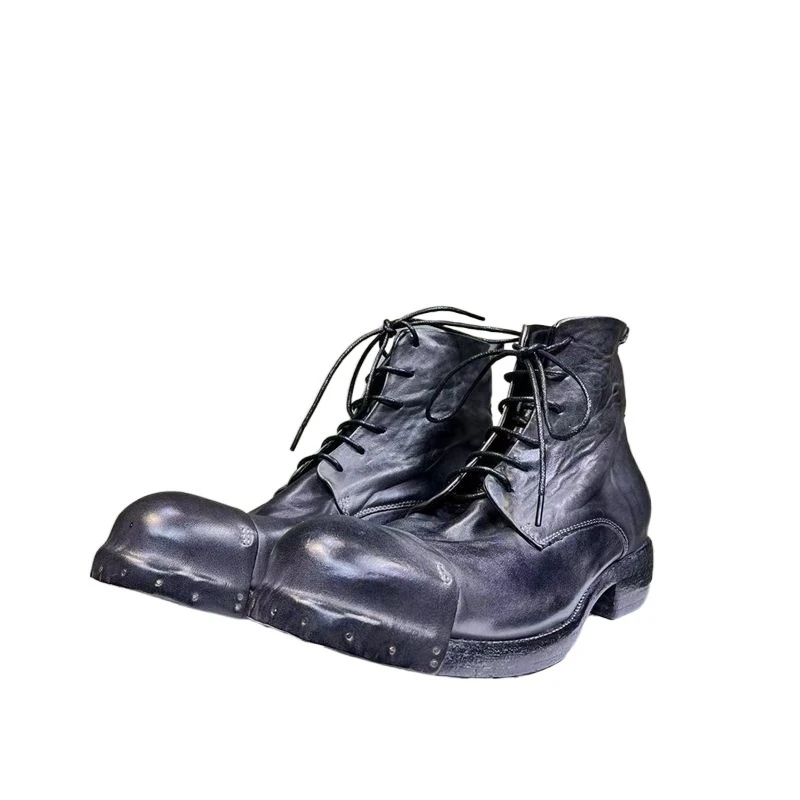 

High End Customized Genuine Leather Washed High Top Work Ankle Boots Men's Shoes Non-slip Desert Outdoor Chelsea Boots Male