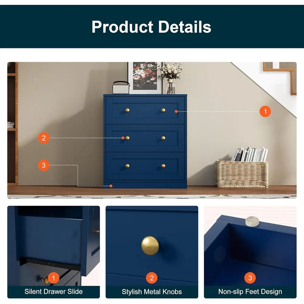 Blue Wooden Accent Nightstand 6