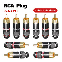RCA Male Plug Cable Hole 6MM High Quality Gold Plated Jack Connector Speaker Audio Adapter Red Black