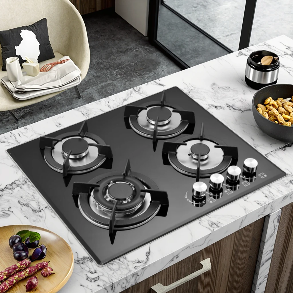

Оптовая продажа умной газовой плиты с 4 конфорками — коммерческая варочная панель со встроенной столешницей для домашнего и ресторана, горелки из нержавеющей стали