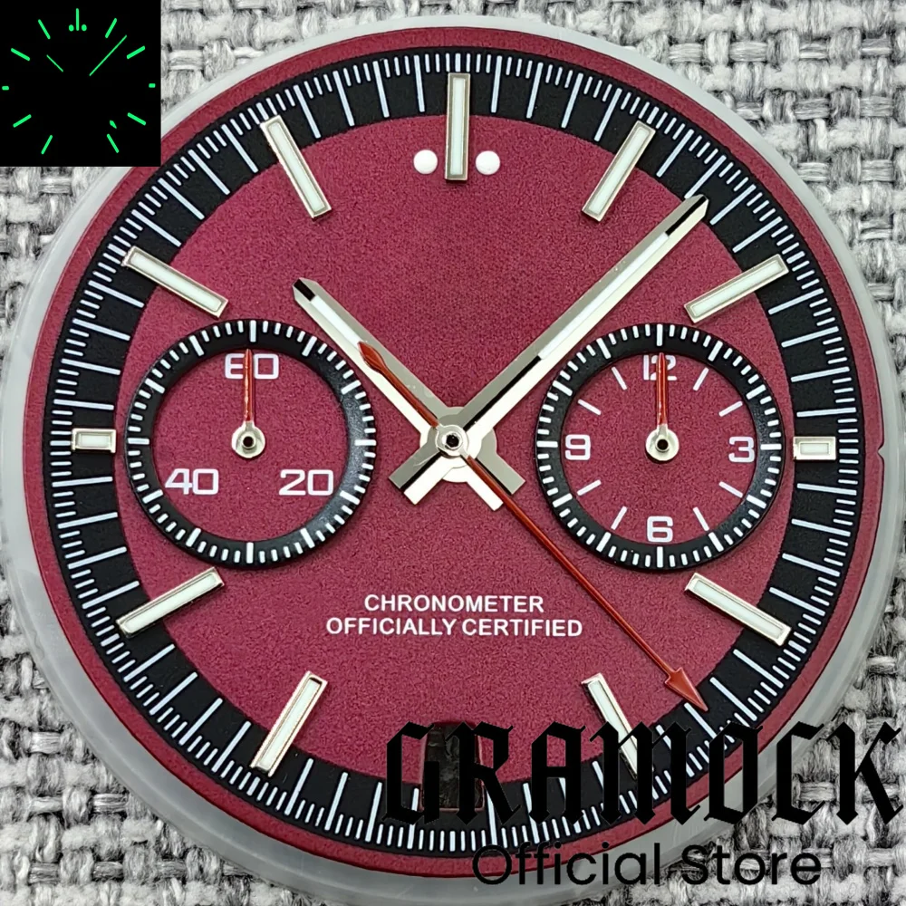 

Gramock Новый 31,5 мм бордовый красный Pelagos FXD хронограф Cyclist VK64 циферблат с 5-контактным набором рук VK64 C3 светящийся механизм VK64