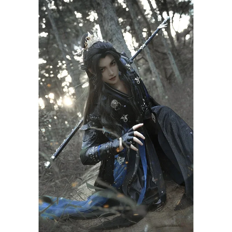 

CySha Po Lang Chang Geng Аниме Косплей Костюм Черный Hanfu Взрослые Мужчины Полный Комплект Обычная Одежда Gu Yun Легкая Броня COS