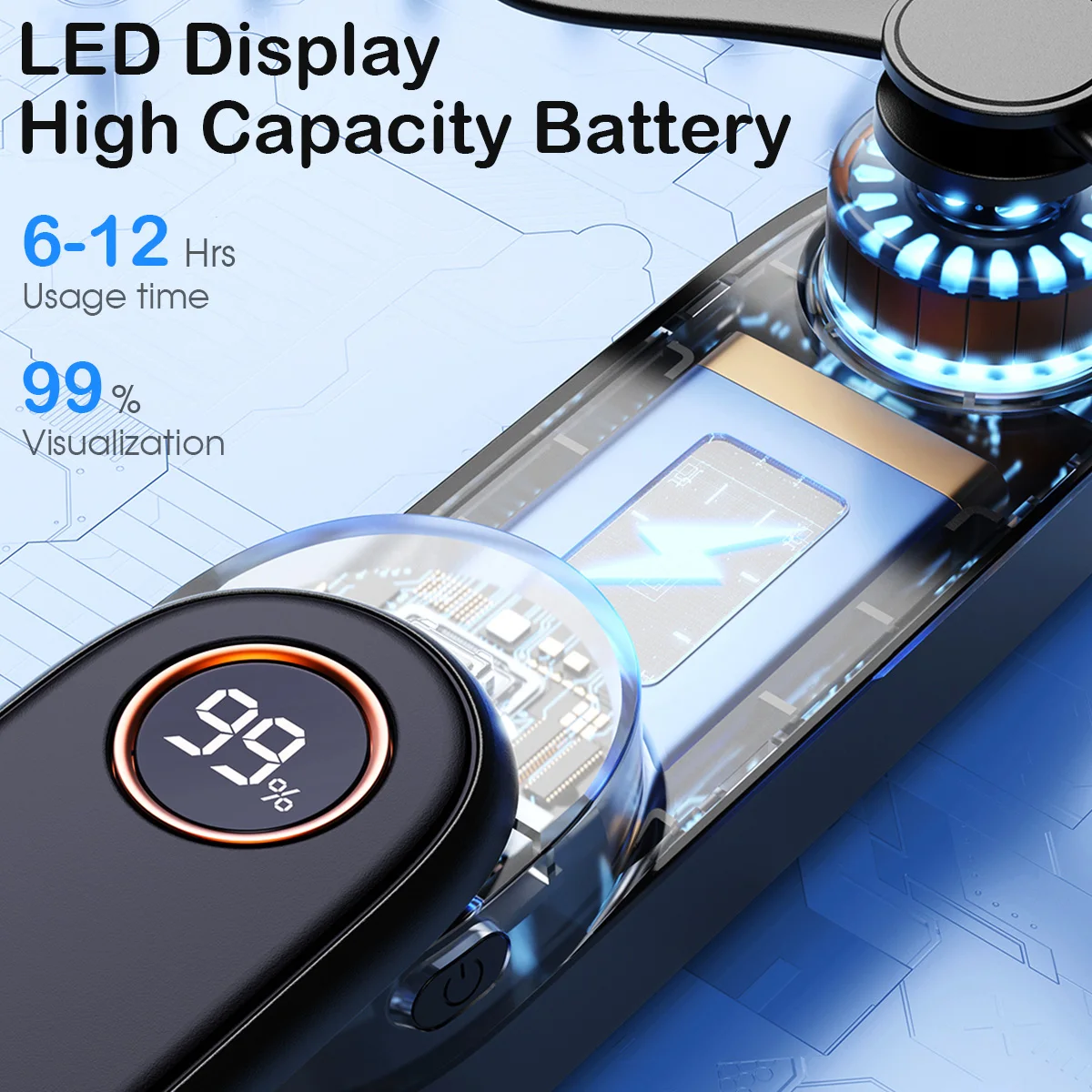 Mini USB Rechargeable Foldable Handheld Fan LED Display 1500mAh 2-Speed Adjustable Portable Fan For  Outdoor Household Carrying - Image 5