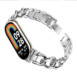 Srap for Mi Band 8 9 Straps Wristband Fashion Single-Lap Chain Metal Sport Women Smart Bracelet Replacement Accessories