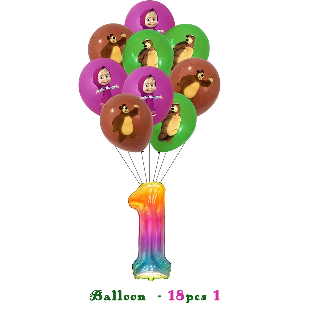 Mascha und der Bär Geburtstagsparty Banner Luftballons Teller Becher Servietten Tischdecke Mädchen Cartoon Partyzubehör Dekoration Babyparty – Detail 23