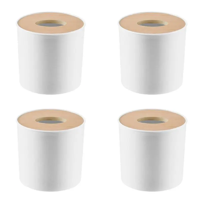 

ABGE-4X Wooden Cover Round Roll Paper Tissue Tube Household Removable Mini Wooden Tissue Box
