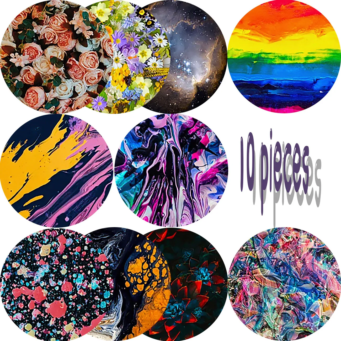 10 Scenic Spots - Tree Theme, Wooden Coasters, Anti Slip and Heat Resistant, Dining Table Decoration, Restaurant Gifts