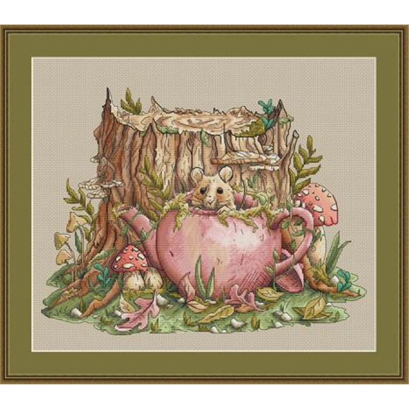 

ZZ6042 Cross Stitch Set Cross-stitch Kit Embroidery Needlework Craft Package Cotton Fabric Floss Homfun Painting Animal Crossing