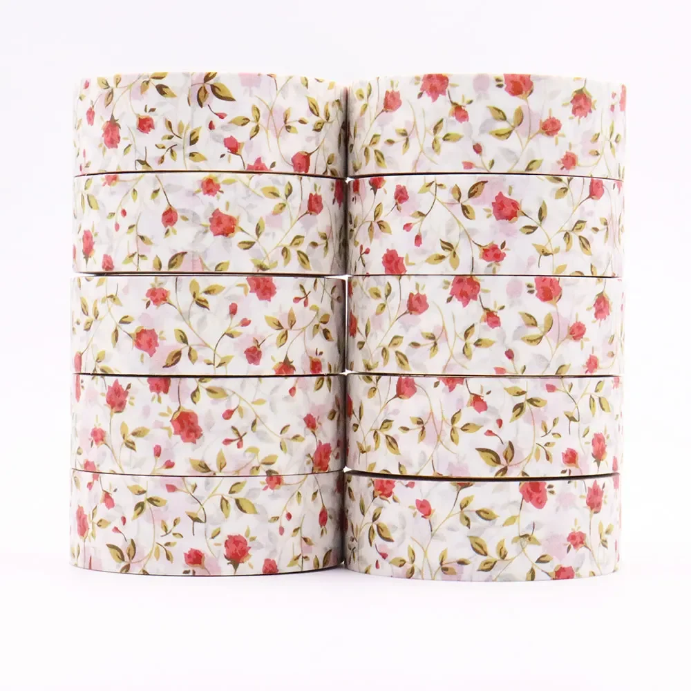 NEW 1PC 15mm x 10m Floral Colourful Tape Masking Adhesive Washi Tapes office supplies scrapbooking stationary tapes