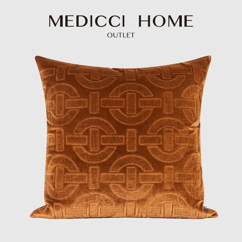 

Medicci Home Cushion Cover Modern Luxury Thick Flannelette Velvet Oringnal Design Geometric Embroidery Accent Sofa Pillow Cases