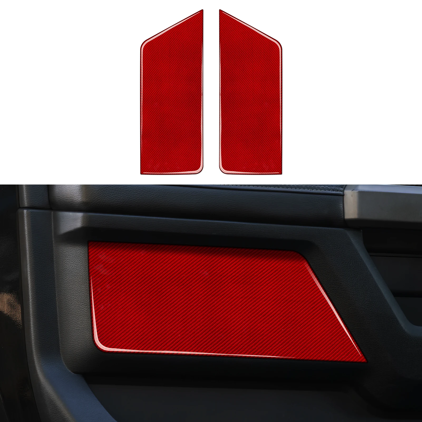 Red Carbon Fiber Interior Sticker. Car Door Front Panel. For Ford F-150 250 350 450 550 (2015-2022) Trim Accessories.