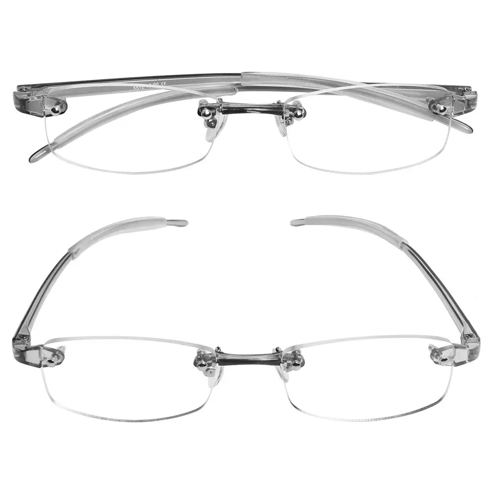 New Fashion Metal Transparent Grey Ultra Light Resin Vision Care Myopia Glasses Reading Glasses Eyeglasses