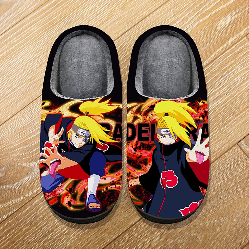 

Custom Size Winter Home Soft Warm Cartoon Slippers For Adult Kids Anime NARUTO Akatsuki Deidara Cosplay Indoor Cute Slippers