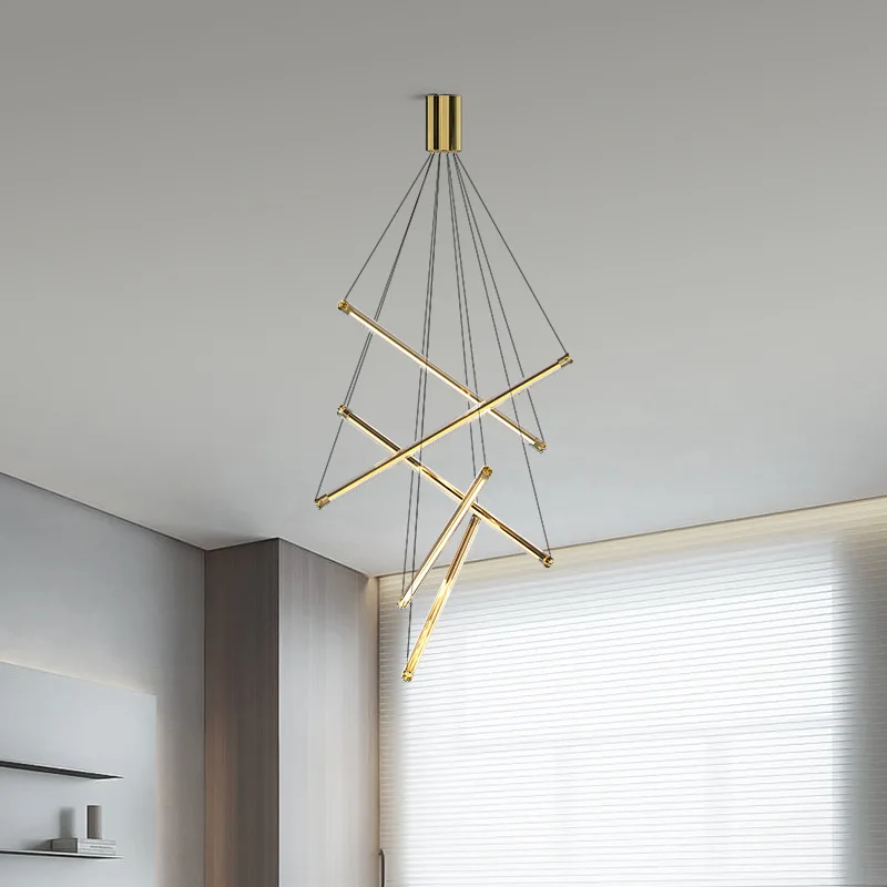 

SANDYHA Nordic Pendant Lights Long Acrylic Design Stylish Hanging Chandelier for Living Room Dining Table Villa Staircase LED