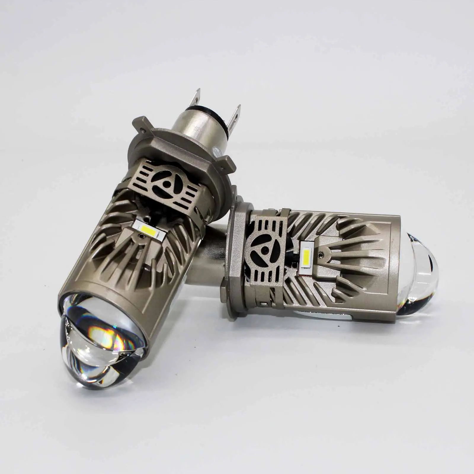 Pair 9003/H4 Mini Projector Lens LED Headlight 13000lm Bulbs Conversion Kit High&Low Beam 6000K Bright White