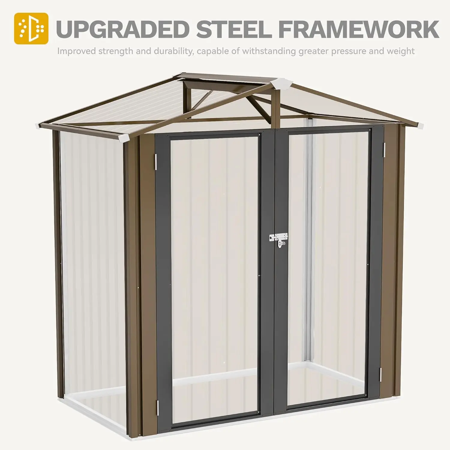6x4ft Metal Outdoor Storage Shed, Waterproof Tool Shed Heavy-Duty Storage Unit with Lockable Door and Vents, Ideal for, Custom view 5