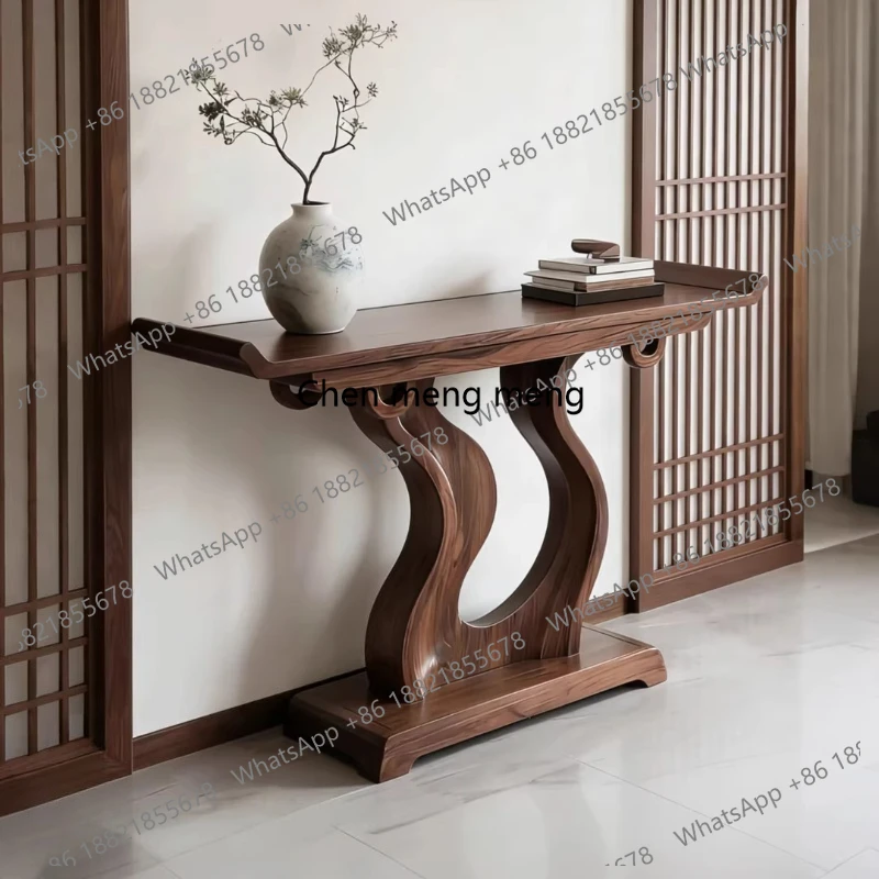 

New Chinese-style North American black walnut entrance table, Zen style table, solid wood entrance cabinet