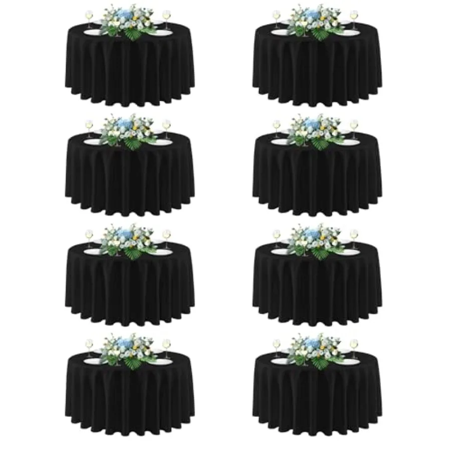 

90 Inch Round Tablecloth 8 Pack - Circle Polyester Fabric Table Cloth for Wedding Party Reception Banquet Birthday Washable For