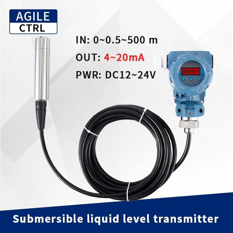 4-20ma LED Diffusion Silicon Diesel Fuel Oil Tank Level Transmitter Water Liquids Level Measurement Pressure Sensor Indicator