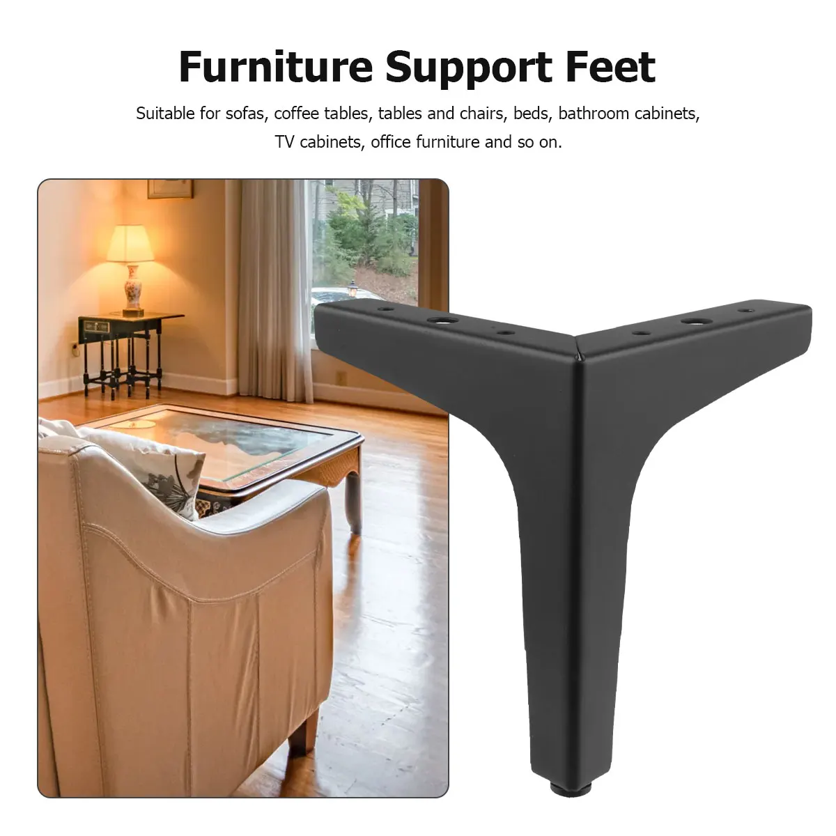 

4pcs Electroplating Furniture Legs Heavy Duty Thickened Stable Support Sofa Bed Cabinet Table Iron Replacement for Home Office
