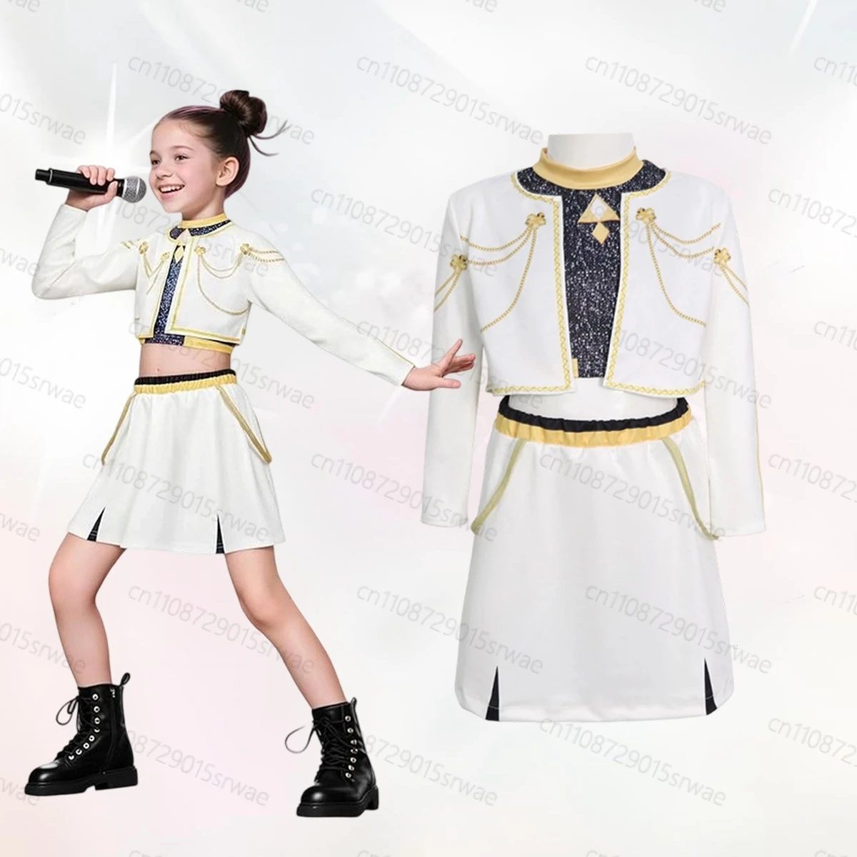 

KPop Demon Hunters Zoey Cosplay Suit White Cosplay Costume for Children loween Stage Performance Clothes Halloween Party