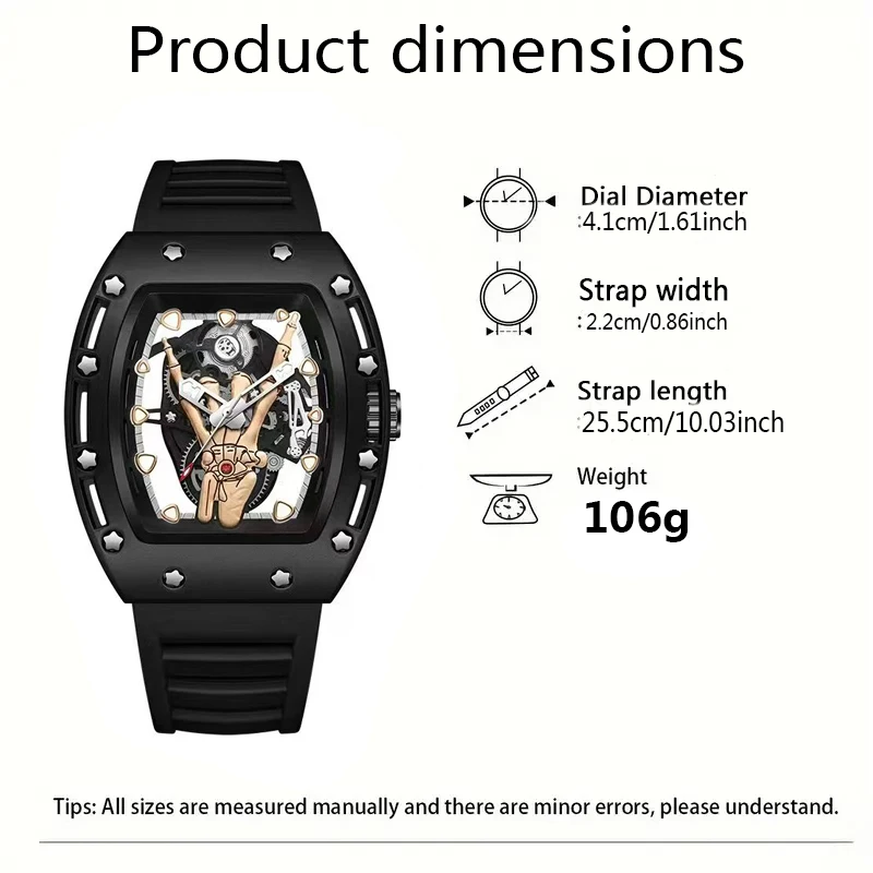 New Men's Sports Fashion Quartz Watch, Exquisite Design, Trendy and Fashionable, Luminous Display, Barrel-Shaped Silicone Men's Watch, Electronic Quartz Movement, Suitable for Men, Ideal Gift for Valentine's Day, Easter, Halloween, Ramadan, Birthdays, Christmas, and for Friends - Suitable for Business or Casual Occasions