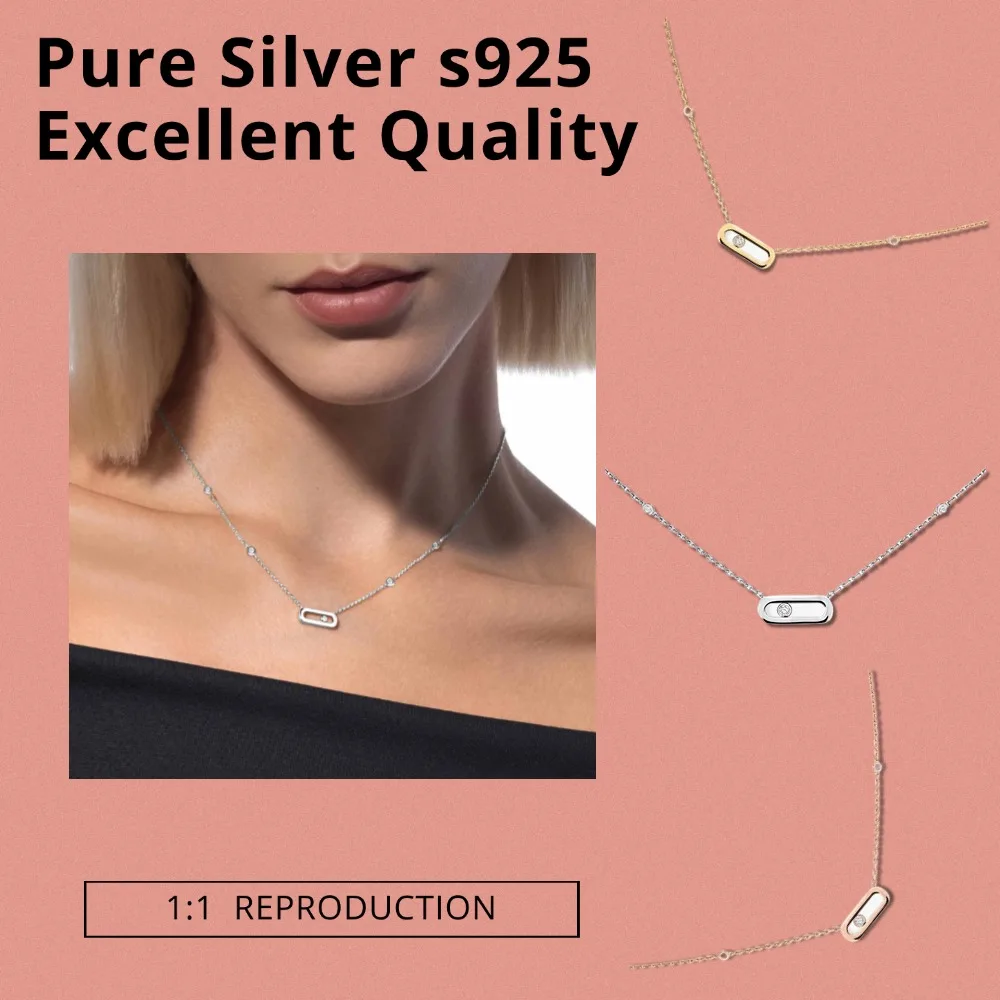 Original MOVE Diamond Sterling Silver 925 Necklace Luxury Brand woman Jewelry Accessories for Women's Gifts Wedding Parties