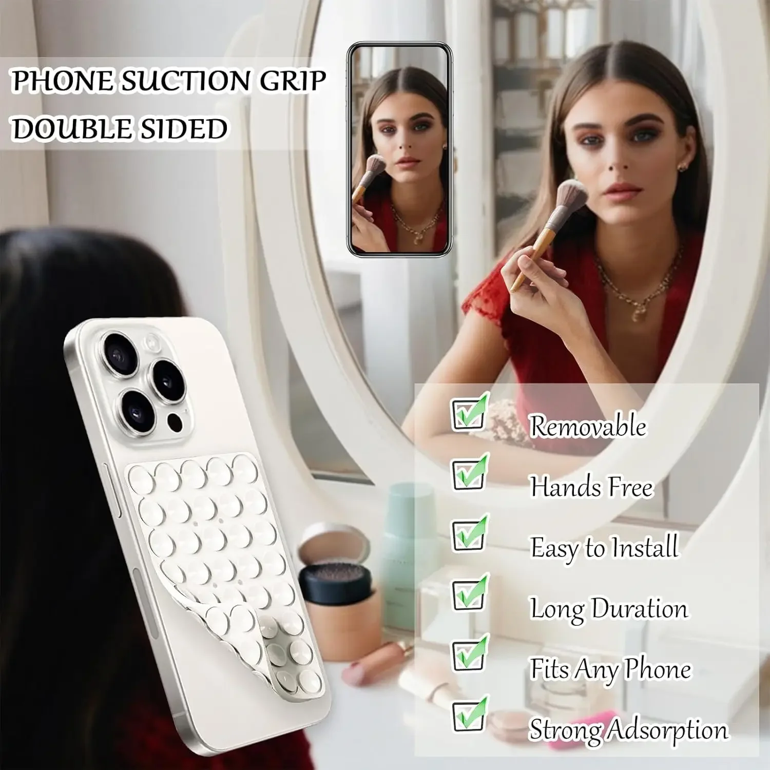 5/3/1PCS Portable Transparent Soft Silicone Suction Phone Holder Multifunctional Double Sided Suction Cup  Anti-Slip Wall Stand image 2