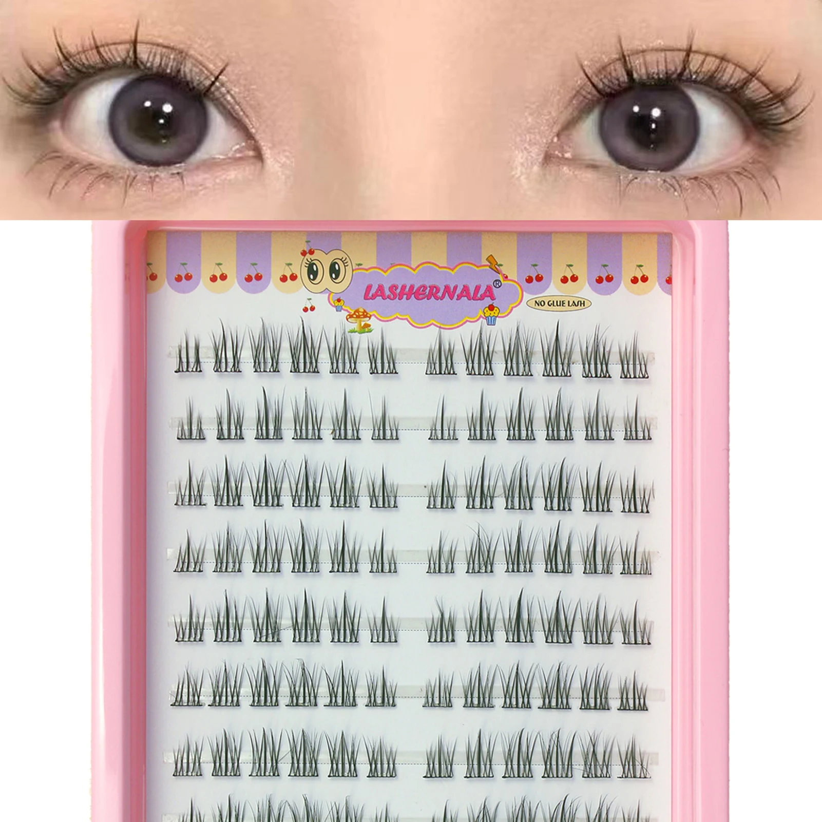 Fluffy Feather Style Eyelash Extension Glue-free Self-adhensive Segemented False Eyelash Realistic Anime Lash Cluster For Makeup