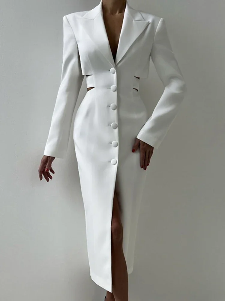 

Белое ажурное платье весна-лето женские элегантные платья платье женский костюм с воротником однобортные платья с длинным рукавом