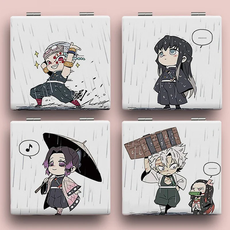 7×6cm Demon Slayer, Kimetsu no Yaiba, Folding Double-sided Makeup Mirror, Anime Cute, Portable Travel, Girls, Magnifying, Square