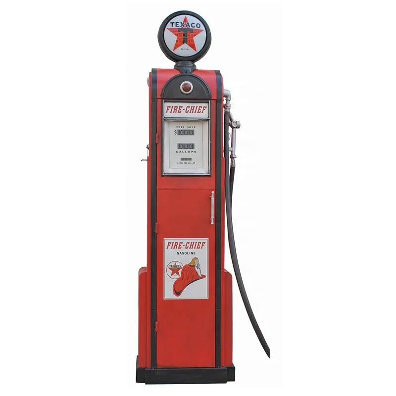 Custom 1.2/1.5/1.8M Red Color Antique Model Retro Vintage Wrought Metal Crafts American Old Gas Pump for Home Bar Decoration
