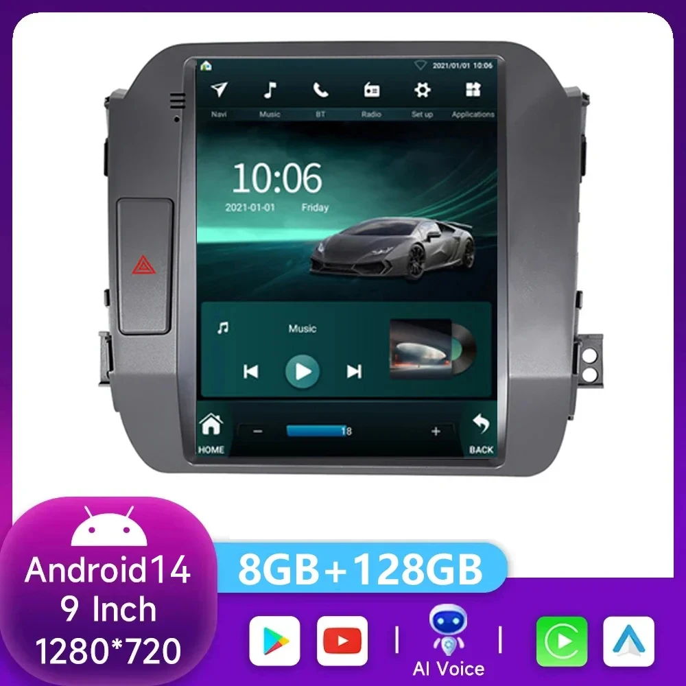 

4G+WIFI Android 14 Car Radio For Kia Sportage 2010-2016 Auto Multimedia 2 Din Tesla Vertical Screen GPS Wireless Carplay Stereo