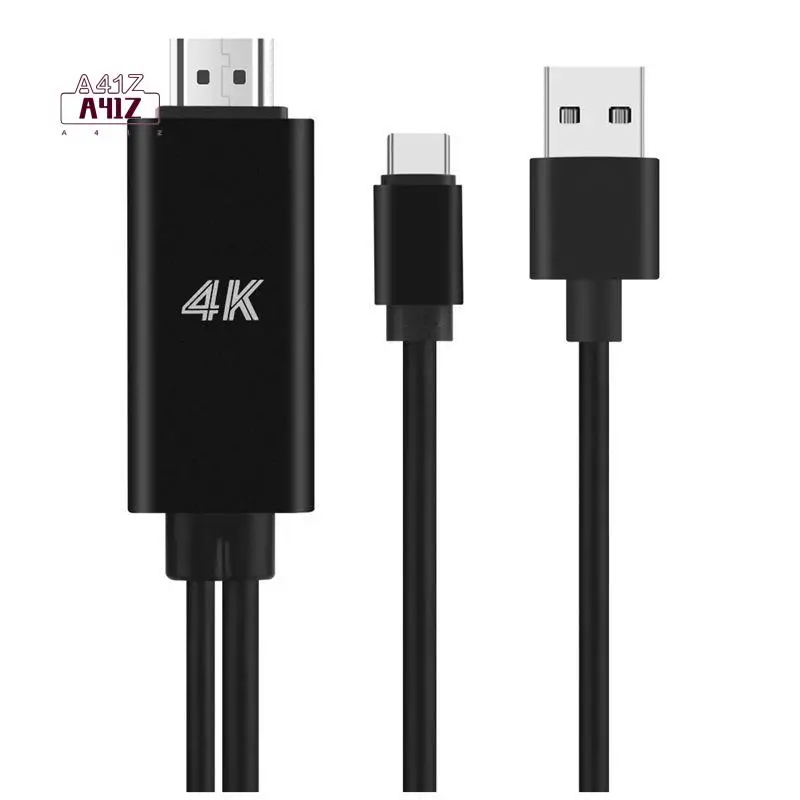 A41Z-Adapter Cable Black Adapter Cable With USB Power For Phone Connected To Projector TV