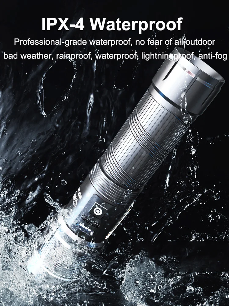 5000000 LM Powerful Led Flashlight XHP360 High Power Torch Lights XHP199 Rechargeable Tactical Flashlight 26650 Usb Camping Lamp