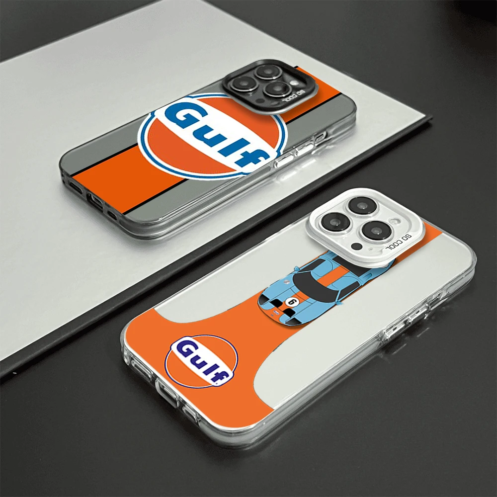 G-Gulf R-Racing Car Phone Case For iPhone 12 11 13 14 15 16 Max Pro Plus Laser Cover