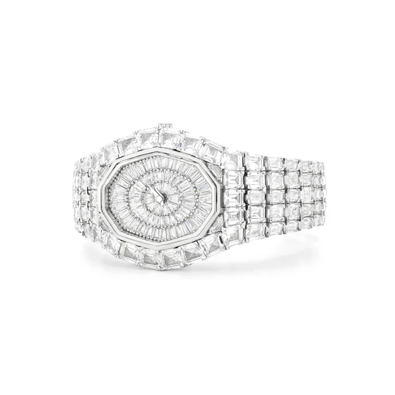 Bellux Noblewoman White Full Diamond Shiny Substantial Luxury Gemstone Inlaid Watch Fine Jewelry Watches