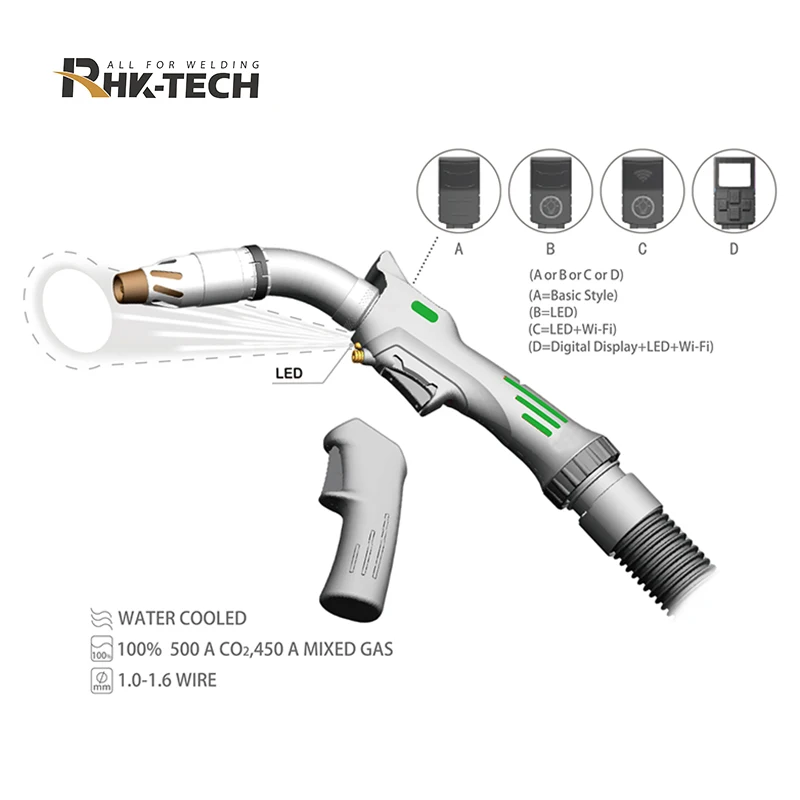 RHK TECH FE500W wassergekühlter 500 Ampere CO2 MIG Rauchreiniger Schweißrauchabsaugbrenner
