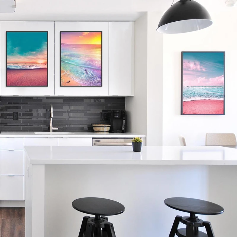 Paint With Diamond Embroidery Diamond Painting Full Round Picture Of Rhinestone Seaside Scenery Cross Stitch