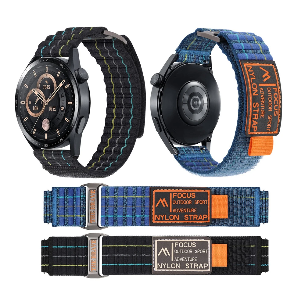 Тканый ремешок-петля 20 мм 22 мм для часов Huawei Watch 3 4 GT4 46MM / GT5 46MM / GT5 Pro 46MM / GT2 42 мм / GT3 42 мм спортивные часы из двух частей