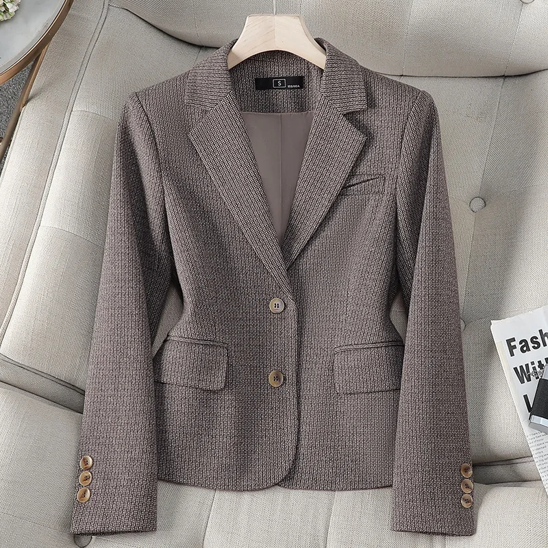 

Женский блейзер, весна-осень 2024, новый высококачественный модный темпераментный шерстяной маленький костюм с длинными рукавами, рабочая одежда, женская верхняя одежда