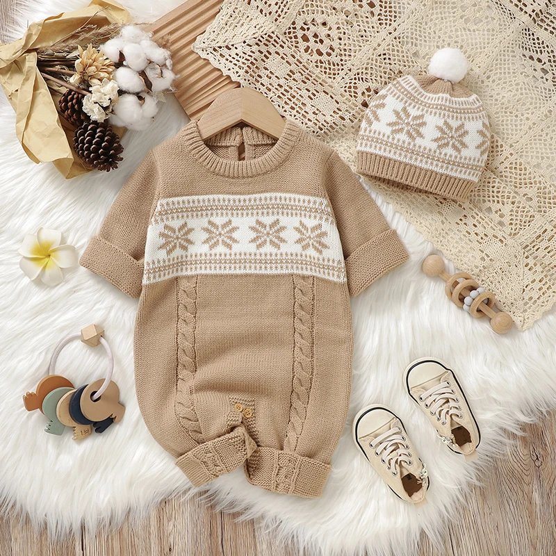 

Детские комбинезоны, шапки, одежда для новорожденных мальчиков и девочек 0-18 м, комбинезоны для игр + шапки, комплекты одежды, вязаный комбинезон с длинными рукавами для малышей