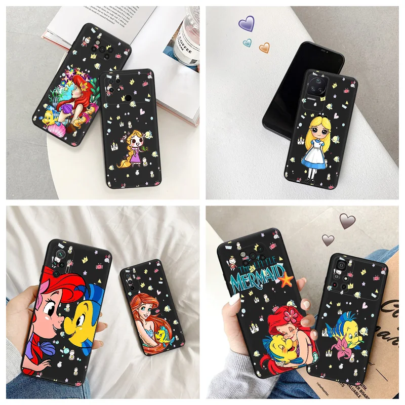 Silicone Black Phone Case for Xiaomi Mi Poco C61 F5 F4 GT F3 F1 X4 X3 X5 M3 M4 Pro M5 M5S C51 C50 C40 Little Mermaid Cute Cover