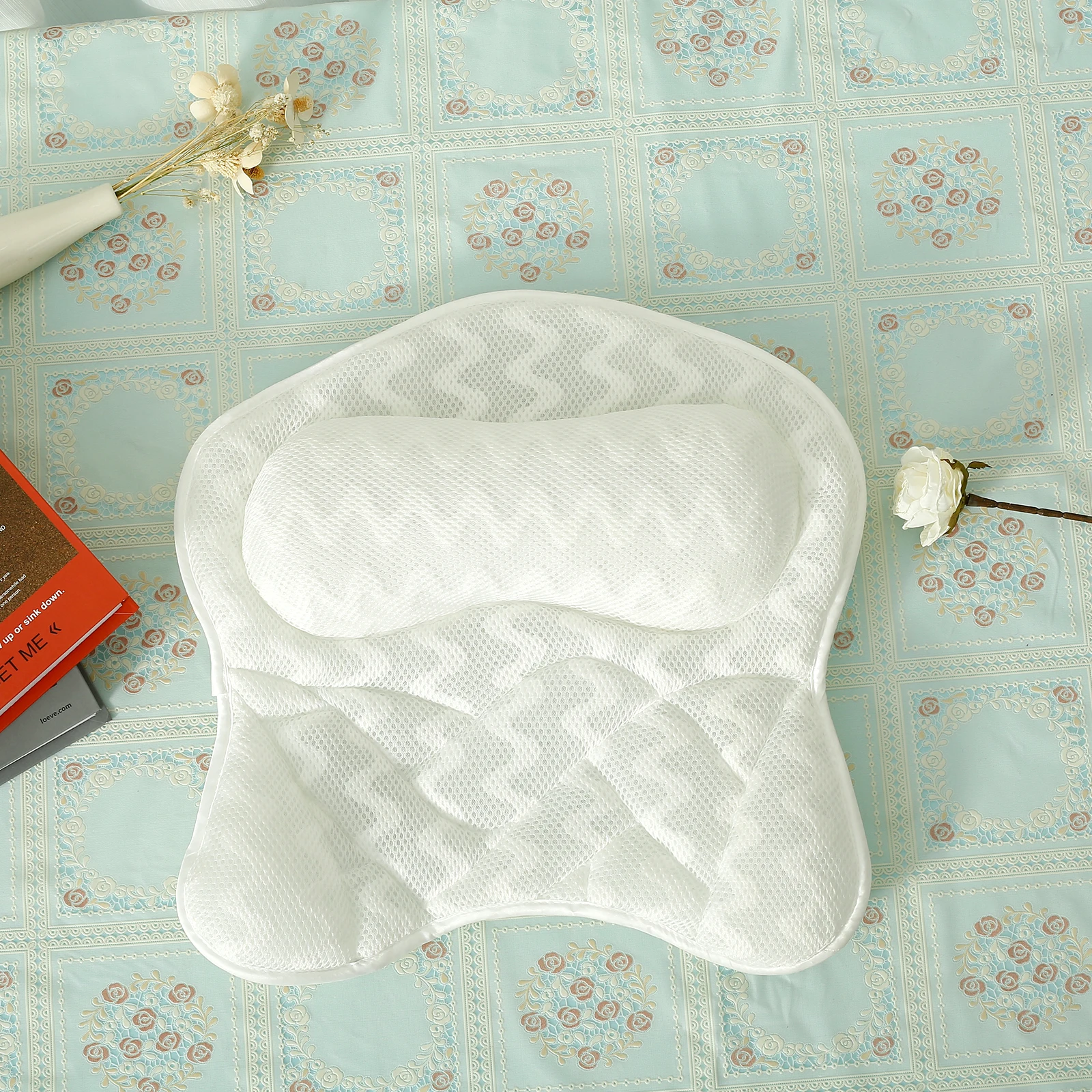 Immagine 4: Cuscino per vasca da bagno per vasca Supporto per collo e schiena con ventose antiscivolo Morbido cuscino per massaggio spa Tappetino da bagno
